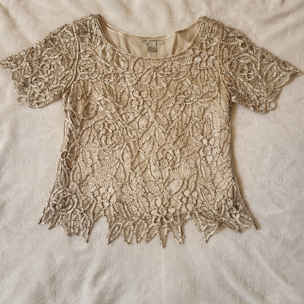 Silken Poetry 100% Silk Beaded Bouse